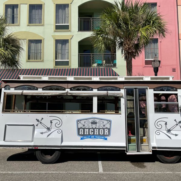 a truck is parked in front of a building